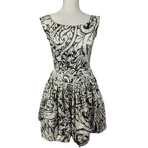 Vtg Jenny Packham Dress Womens 10 Black Gold Metallic Brocade Party Cocktail